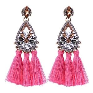 Pink Tassel Drop Earrings